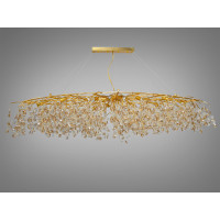 Золота кришталева люстра для вітальні витягнутої форми, 18 ламп