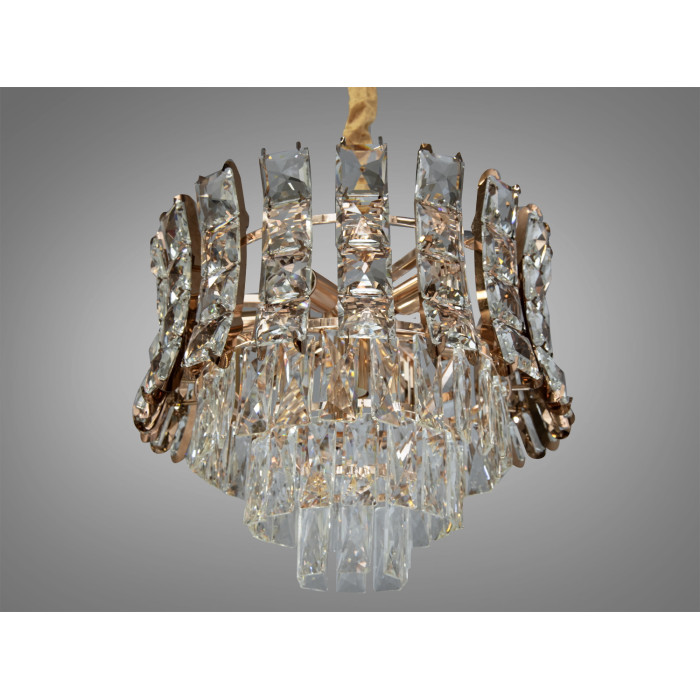 Елітна новинка, красива кришталева люстра в спальню на 7 ламп, золото