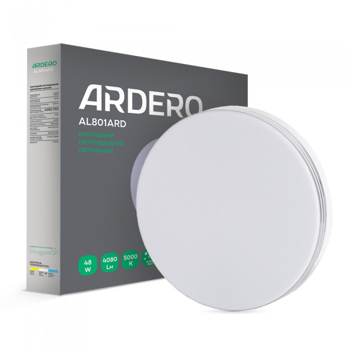 Світлодіодний накладний світильник Ardero AL801ARD 48Вт 5000K білий Світлодіодний накладний світильник Ardero AL801ARD 48Вт 5000K білий