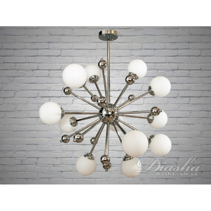 Люстра у стилі Loft - "Молекула" на 12 ламп, колір хром