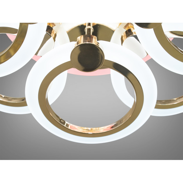 Золота LED люстра з пультом, диммером і кольоровою підсвіткою, 110W