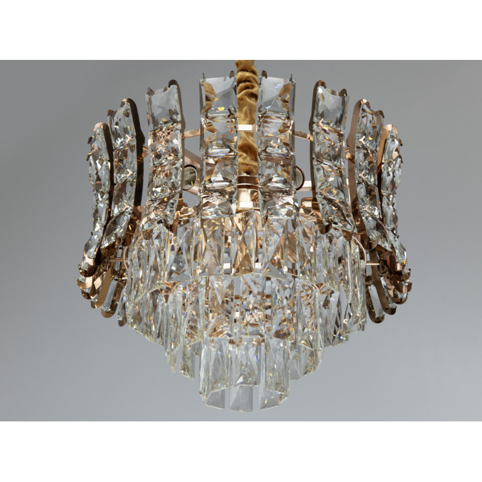 Елітна новинка, красива кришталева люстра в спальню на 7 ламп, золото