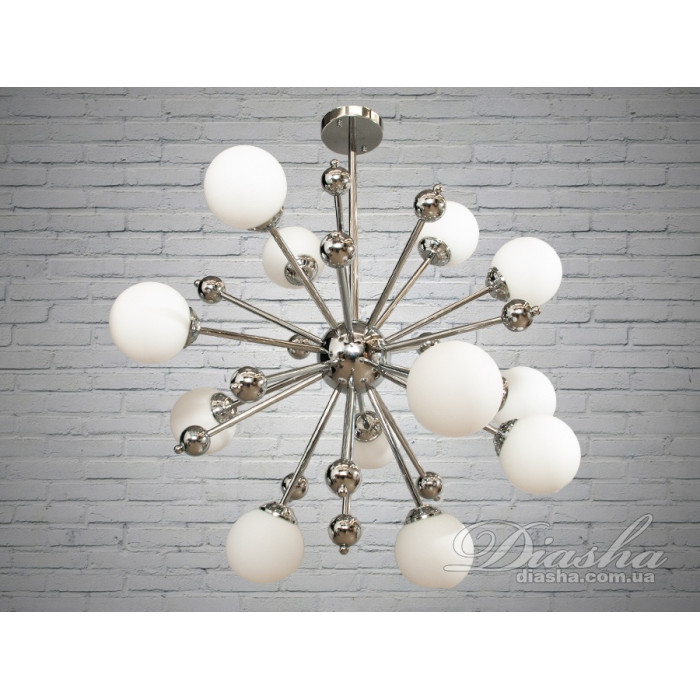 Люстра у стилі Loft - "Молекула" на 12 ламп, колір хром