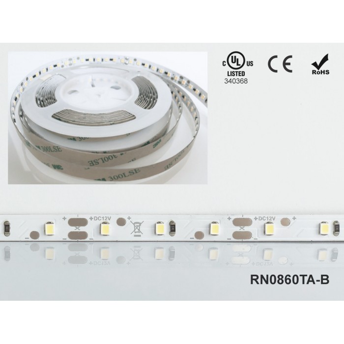 LED стрічка RISHANG 60-2835-12V-IP20 5,5W 490Lm 6000K 5м (RN0860TA-B-W)