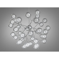 Вишукана люстра на кухню "Світлячок", 36 ламп, хром сатин