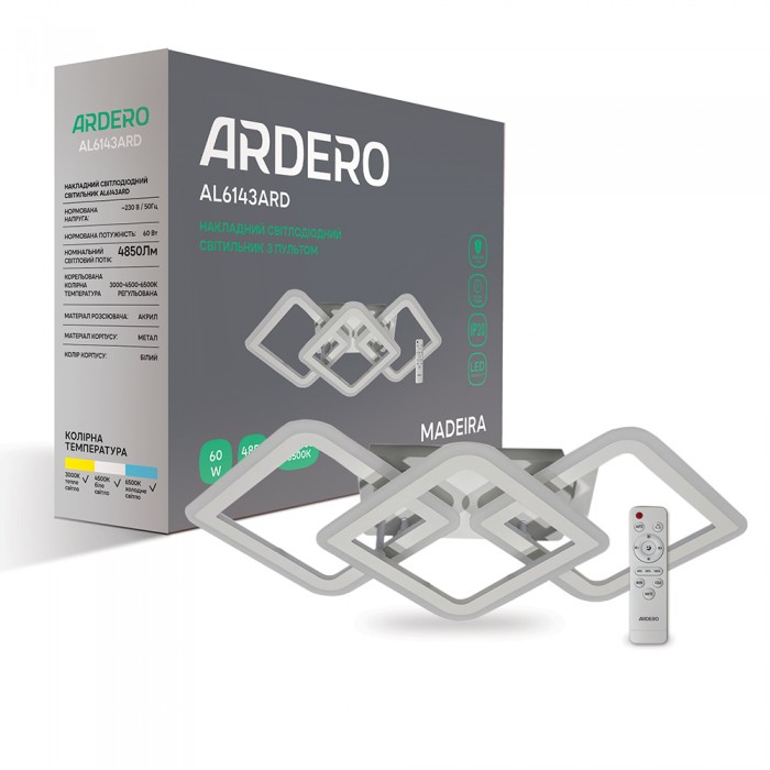 Світлодіодна накладна люстра Ardero AL6143ARD MADEIRA 54Вт білий