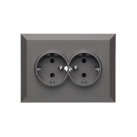 Фронтальна панель розетки подвійної із заземленням Arcuate, темно-сірий