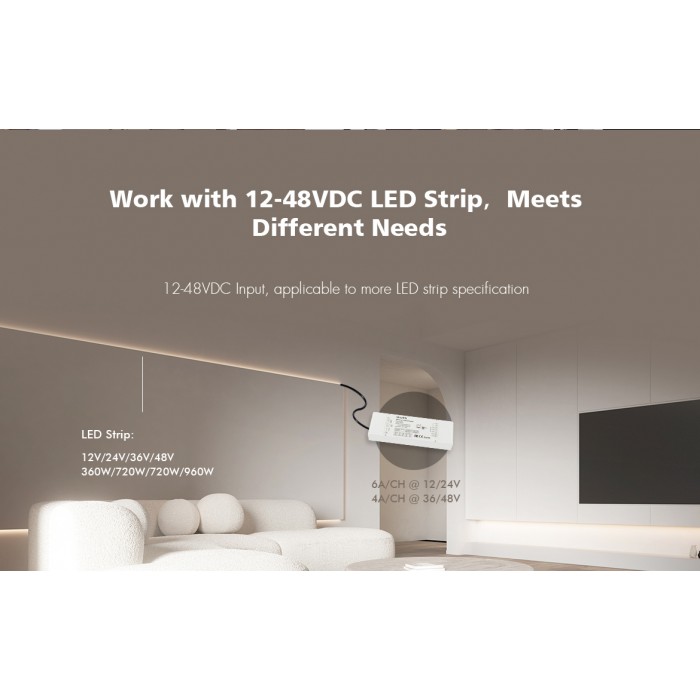 LED-контролер DEYA 12-48VDC, 6A*5CH, PUSH-DIM (V5-L(WT))