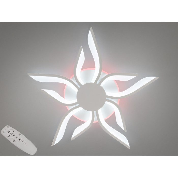 Стельова світлодіодна люстра з пультом, підсвіткою, 82W, біла