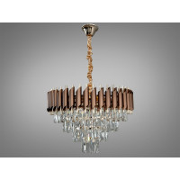 Аристократична кришталева підвісна люстра на 9 ламп, коричневий+золото