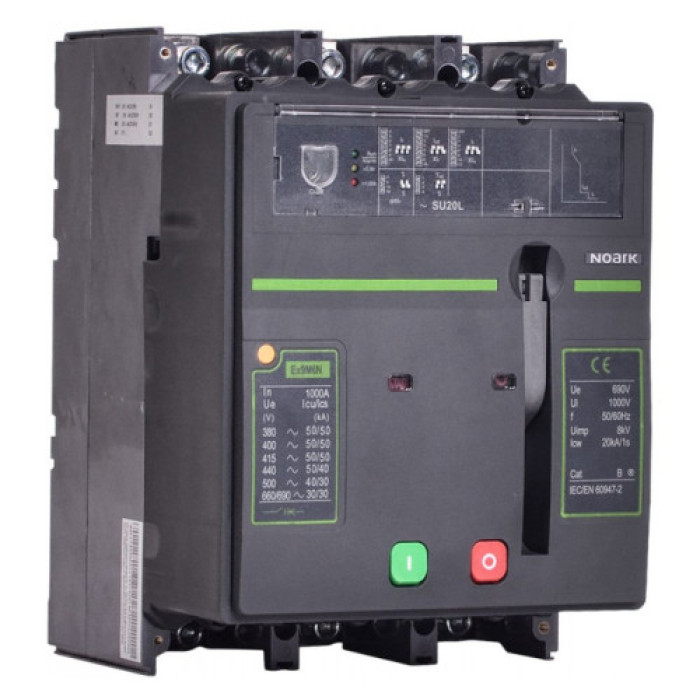 Автоматичний вимикач, розмір M6, SU20L, Icu=Ics=50kA, In=1000A, 4 полюси з захистом нетралі, з мотор-приводом AC230