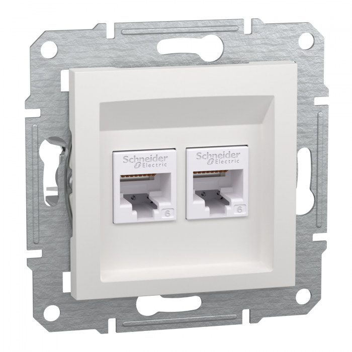 Розетка 2хRJ45 UTP 6 білий Asfora б/р, Asfora