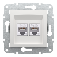 Розетка 2хRJ45 UTP 6 білий Asfora б/р, Asfora