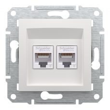 Розетка 2хRJ45 UTP 6 білий Asfora б/р, Asfora