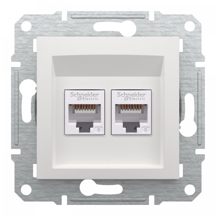 Розетка 2хRJ45 UTP 6 білий Asfora б/р, Asfora Розетка 2хRJ45 UTP 6 білий Asfora б/р, Asfora