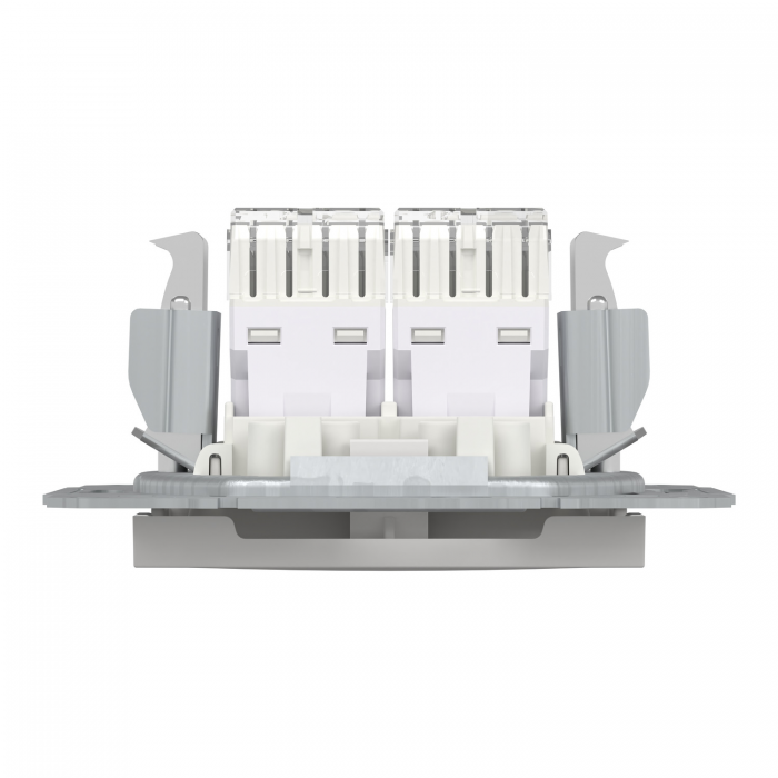 Розетка 2хRJ45 UTP 6 білий Asfora б/р, Asfora