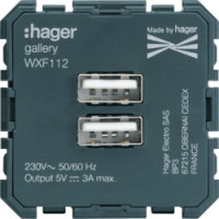Розетка 2xUSB-A, 3А, Lumina/Gallery