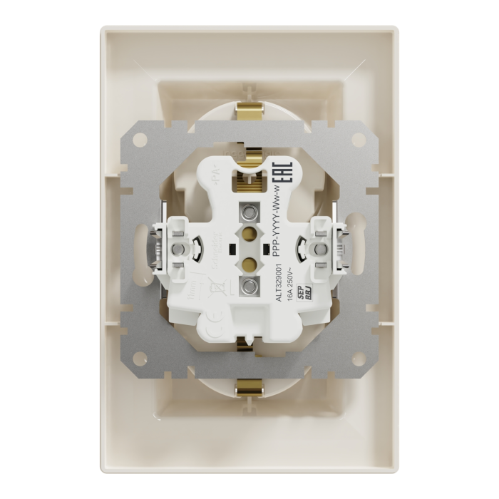 РОЗЕТКА ПОДВІЙНА З З/К КРЕМОВА ASFORA, Asfora