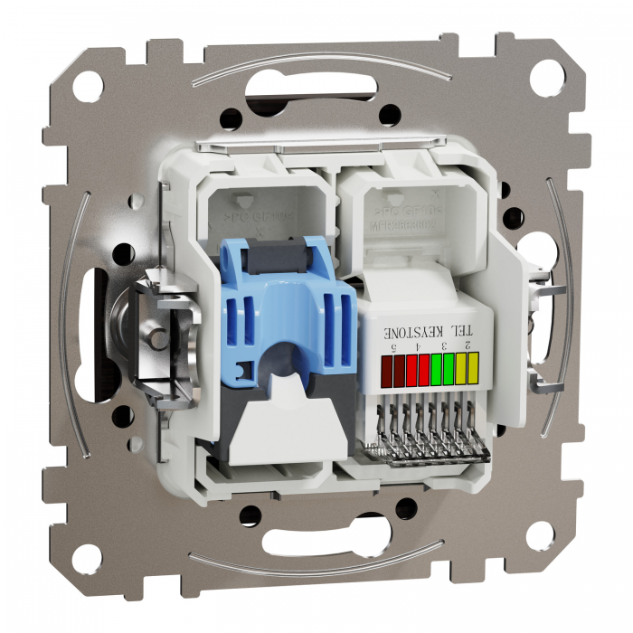 Розетка RJ45+RJ11 6UTP, венге, Венге, Sedna Design & Elements