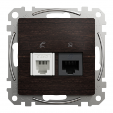 Розетка RJ45+RJ11 6UTP, венге, Венге, Sedna Design & Elements