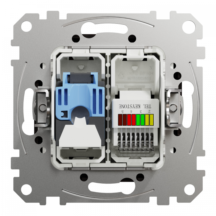 Розетка RJ45+RJ11 6UTP, венге, Венге, Sedna Design & Elements