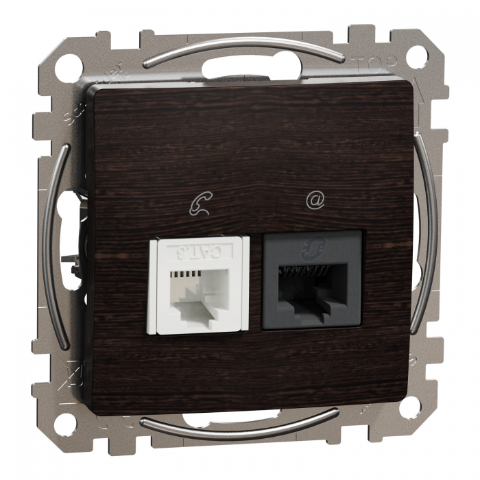 Розетка RJ45+RJ11 6UTP, венге, Венге, Sedna Design & Elements