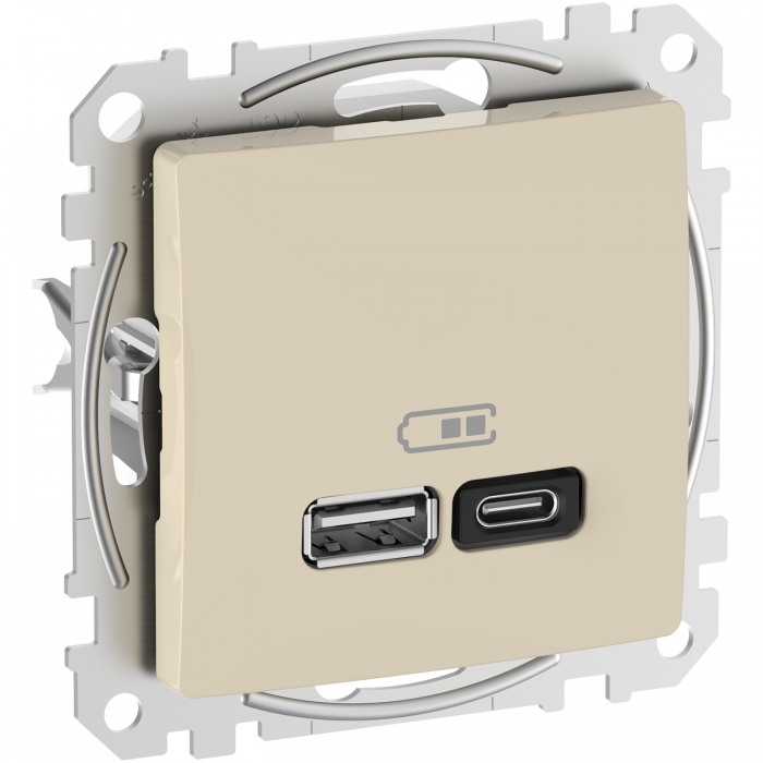 USB роз A+C 3A 45Вт Бежевий Sedna Design, Бежевий, Sedna Design & Elements