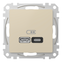 USB роз A+C 3A 45Вт Бежевий Sedna Design, Бежевий, Sedna Design & Elements