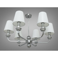 Вишукана, сучасна люстра з абажурами на 6 ламп, колір-хром