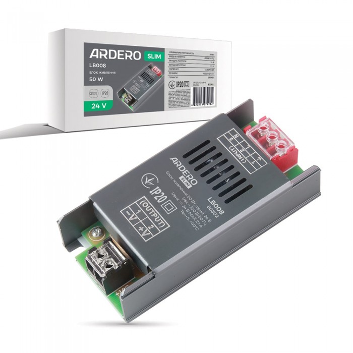 Блок живлення для LED стрічки Ardero LB008 24В 50Вт IP20 (80302)
