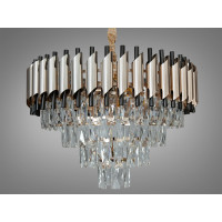 Колоритна новинка, сучасна кришталева люстра на 9 ламп, золото+чорний