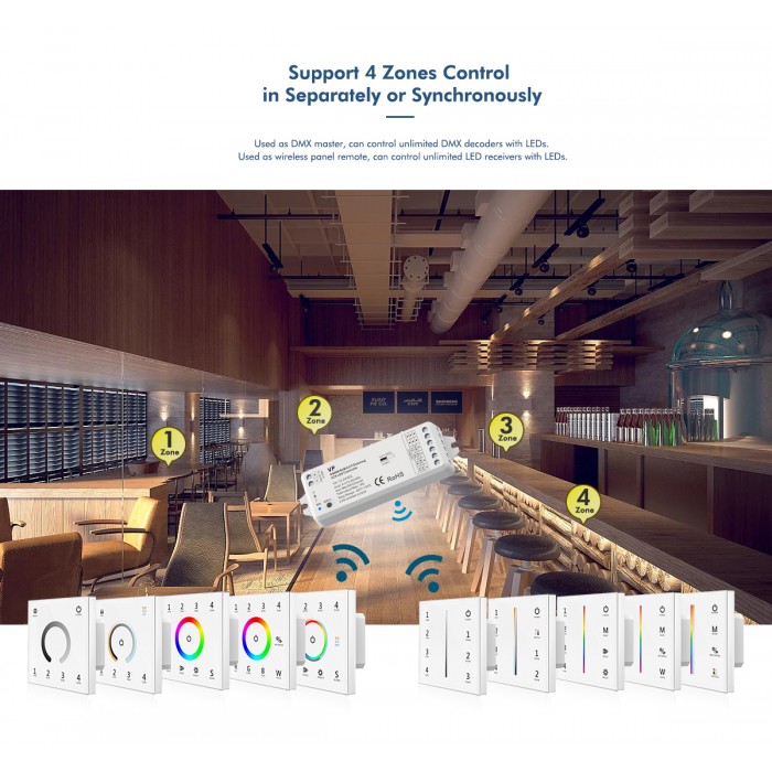 Пульт дистанційного керування DEYA 4 зони RGB+CCT (T15(Black))