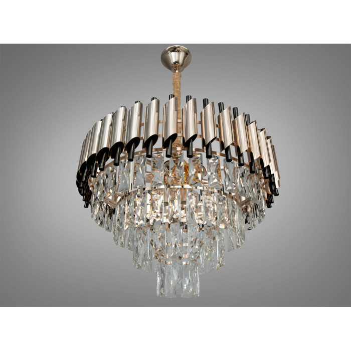 Колоритна новинка, сучасна кришталева люстра на 9 ламп, золото+чорний