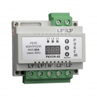 Реле контролю напруги трифазне на DIN-рейку Rubezh РКН3Ф-60 (60А, 220В)