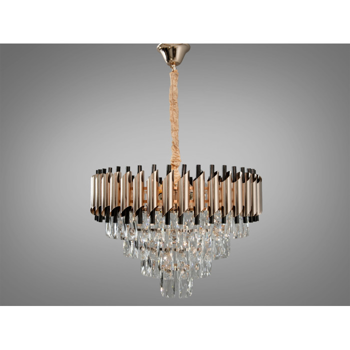 Колоритна новинка, сучасна кришталева люстра на 9 ламп, золото+чорний