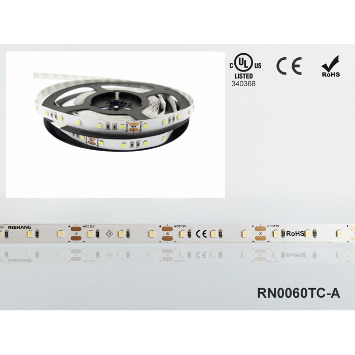 LED стрічка RISHANG 60-2835-24V-IP20 12W 956Lm 3000K 5м (RN0060TC-A-WW)