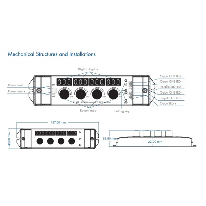 LED-контролер DEYA 12-24VDC, 4A*4CH(V1-KF)