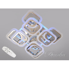 Стельова LED люстра з пультом, диммером і підсвічуванням, 110W, хром