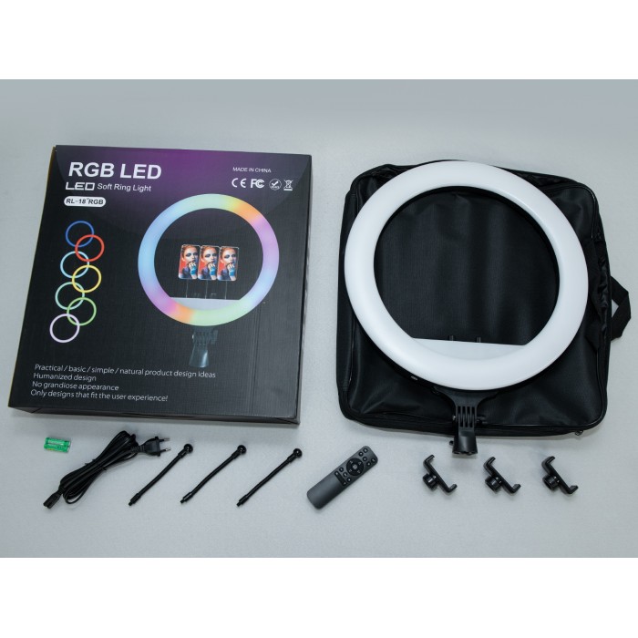 RGB селфі лампа з пультом, 45см, без штатива, живлення 220В, RGB лампи