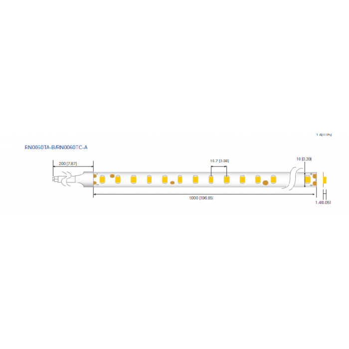 LED стрічка RISHANG 60-2835-24V-IP20 12W 956Lm 3000K 5м (RN0060TC-A-WW)