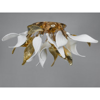 Гармонійна стельова люстра з фарфоровими елементами, 7 ламп, золото