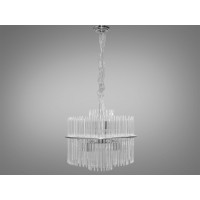 Стильна люстра підвіс зі скляними елементами на 6 ламп, колір-хром