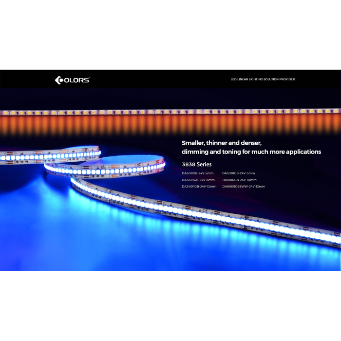 LED стрічка COLORS 168-3838-24V-IP33 15.7W RGB 5м (DA168RGB-24V-10mm)