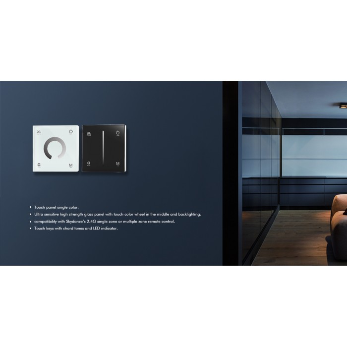 Сенсорна панель LED димера DEYA p контролером на 1 зону (T1-1), чорна