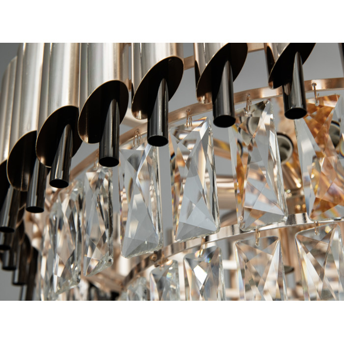 Колоритна новинка, сучасна кришталева люстра на 9 ламп, золото+чорний