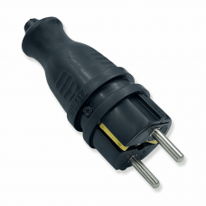 Каучукова вилка з заз. чорна 16A 250V