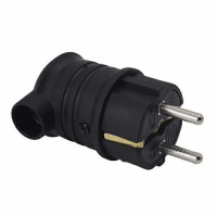 Каучукова вилка з заз. кутова чорна 16A 250V/50/300