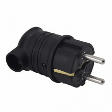Каучукова вилка з заз. кутова чорна 16A 250V/50/300