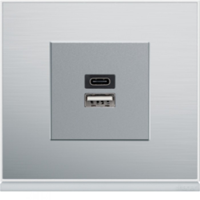 Розетка 1xUSB-A, 1xUSB-C, 3А, Lumina/Gallery