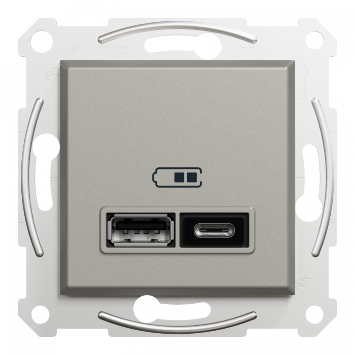 USB розетка тип А+С 2,4 А бронза Asfora, Asfora